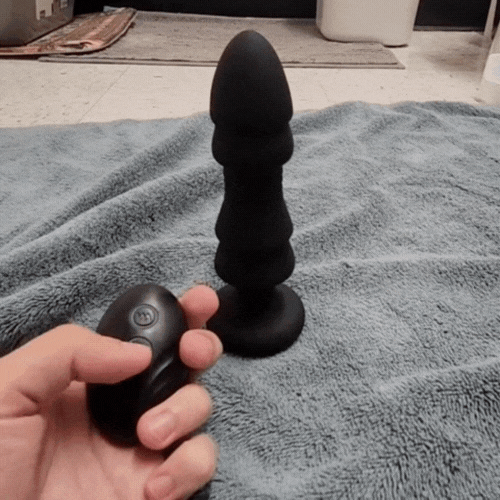 A-Play Bubble Butt Plug Vibrator, Ergonomic Ribbed Design, Remote Control, 5 Vibrating & Thrusting Modes 5.9 Inch (<50 dB)