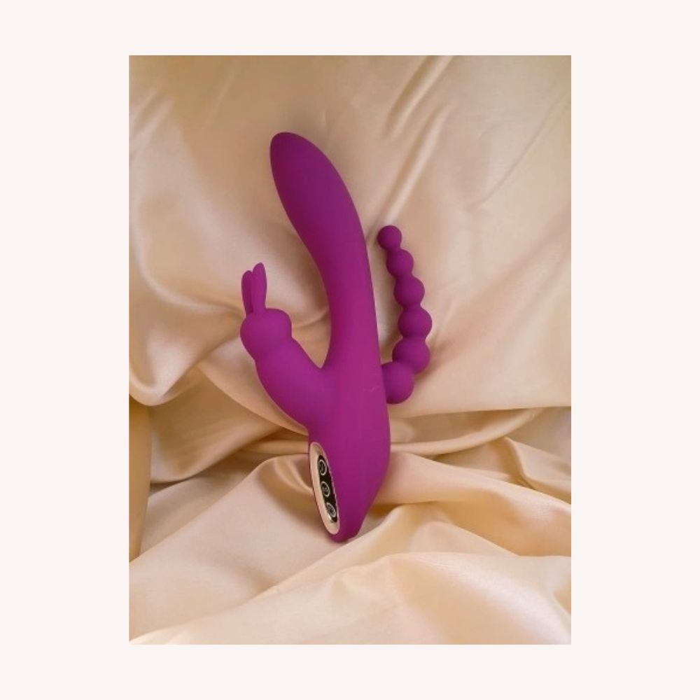 Tailor-Made Orgasms Triple Stimulation Curved Rechargeable Rabbit Vibrator 4.8 Inch