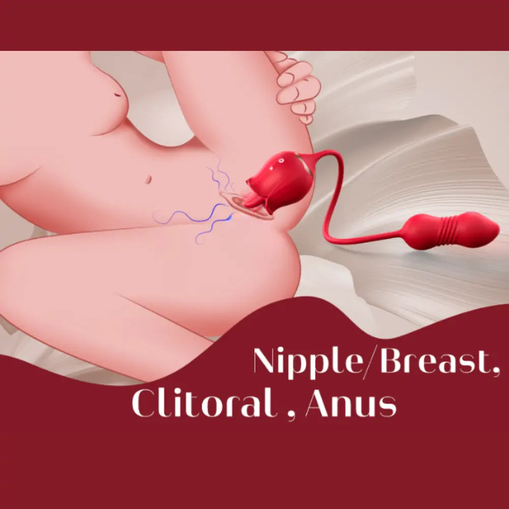 Rose Tongue Licking with Thrusting Egg Vibrator (≤35 dB) - App or Partner Can Control Remotely, Small But Powerful #Pussy Licking