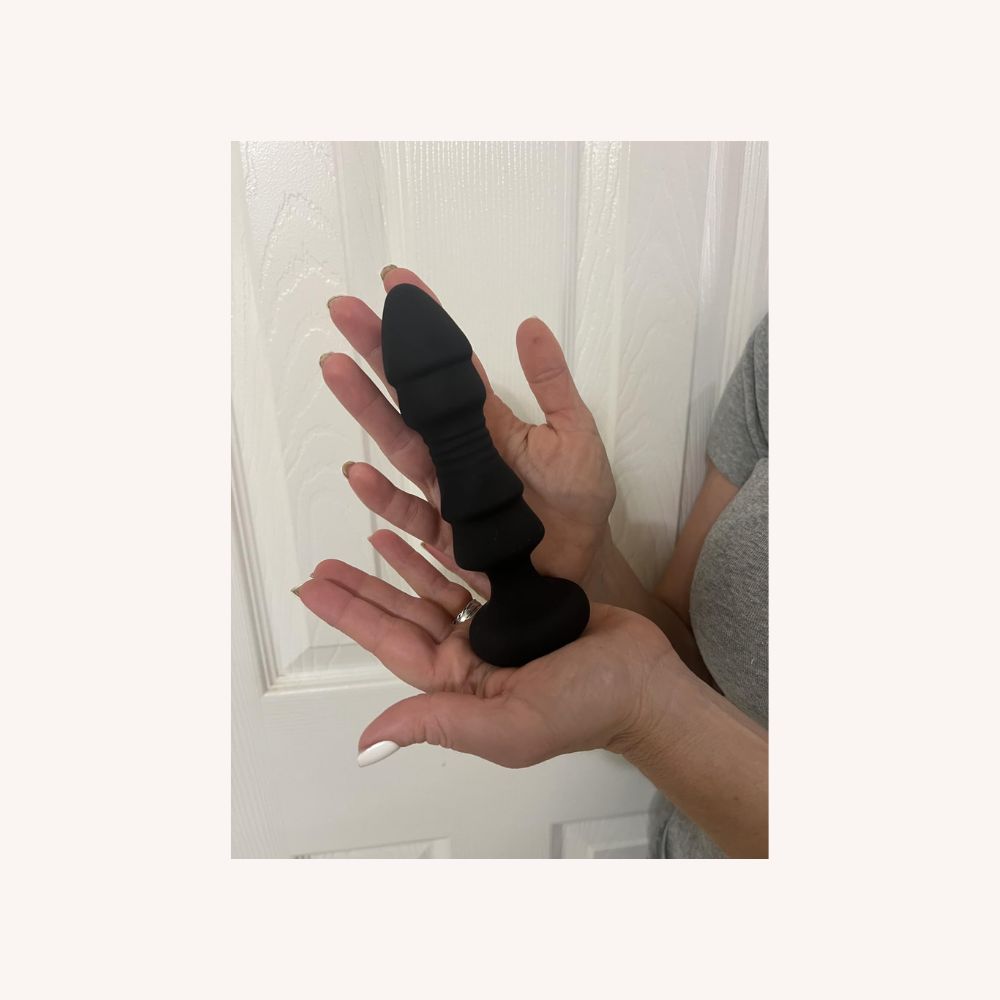 A-Play Bubble Butt Plug Vibrator, Ergonomic Ribbed Design, Remote Control, 5 Vibrating & Thrusting Modes 5.9 Inch (<50 dB)