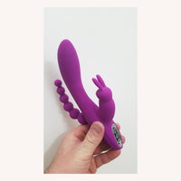 Tailor-Made Orgasms Triple Stimulation Curved Rechargeable Rabbit Vibrator 4.8 Inch