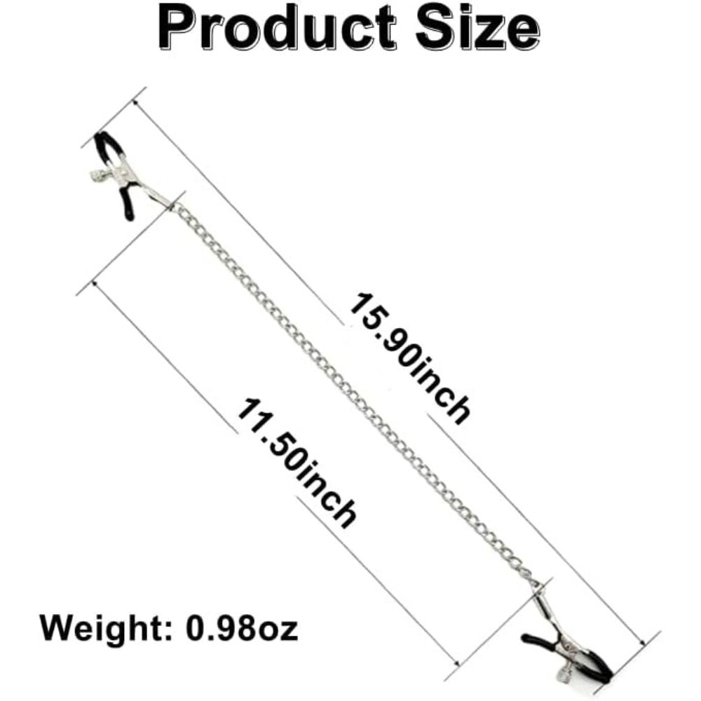 Adjustable BDSM Metal Nipple Clamps with Chain – Breast Teasing Toys for Couples & Women