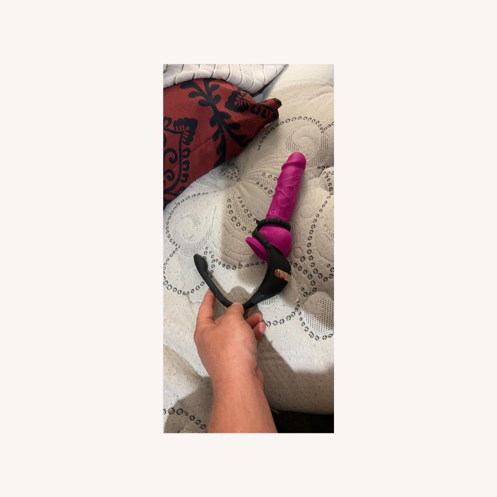 Vibrating Cock Ring Taint Rubbing Stimulator with Mini Bullet Remote Control 9.38Inch (<30 dB)