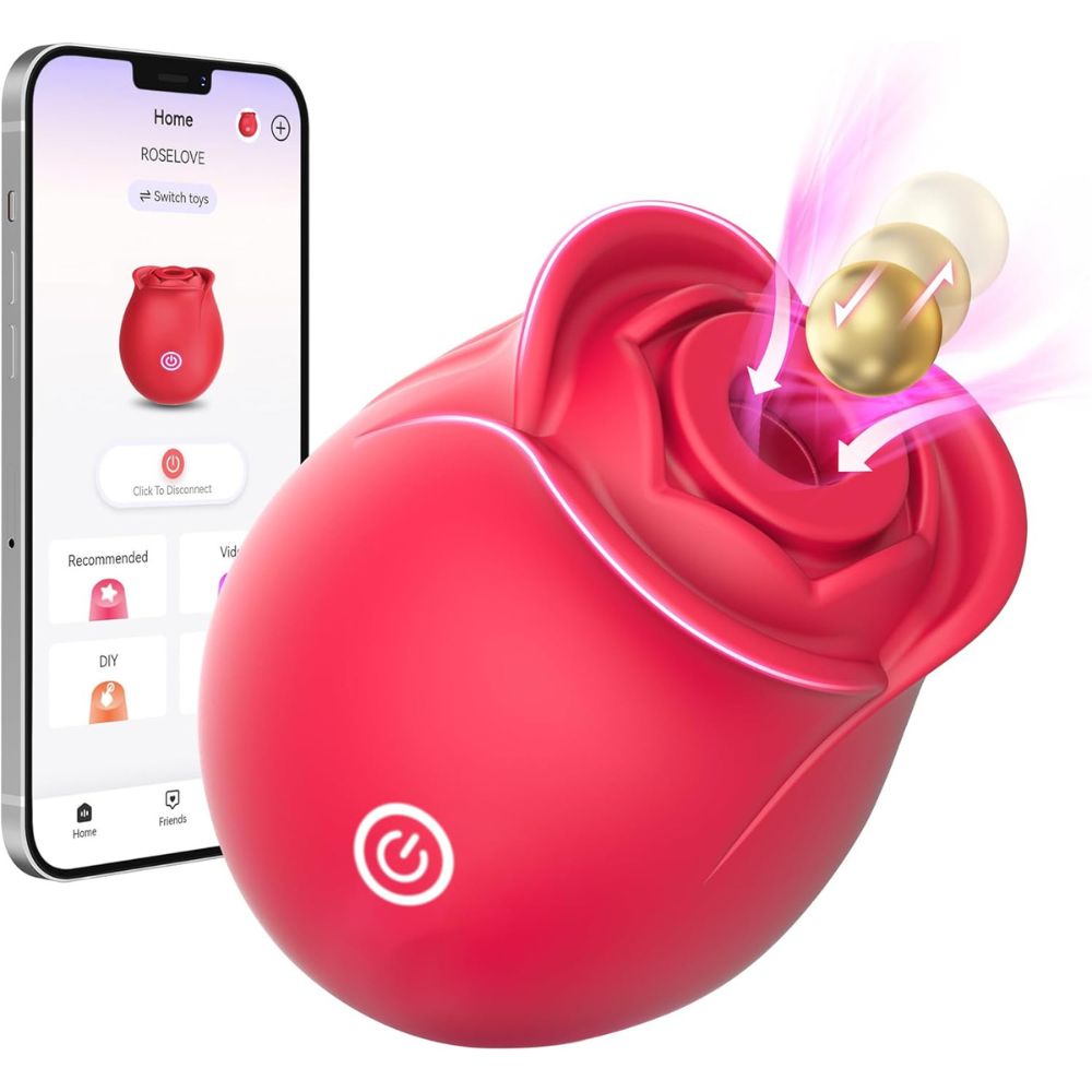 Rose Clitoral Suction Stimulator in Adorable Pink & Light Blue, Cute & Feminine Design (<40 dB)