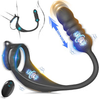 Vibrating Cock Ring Taint Rubbing Stimulator with Mini Bullet Remote Control 9.38Inch (<30 dB)