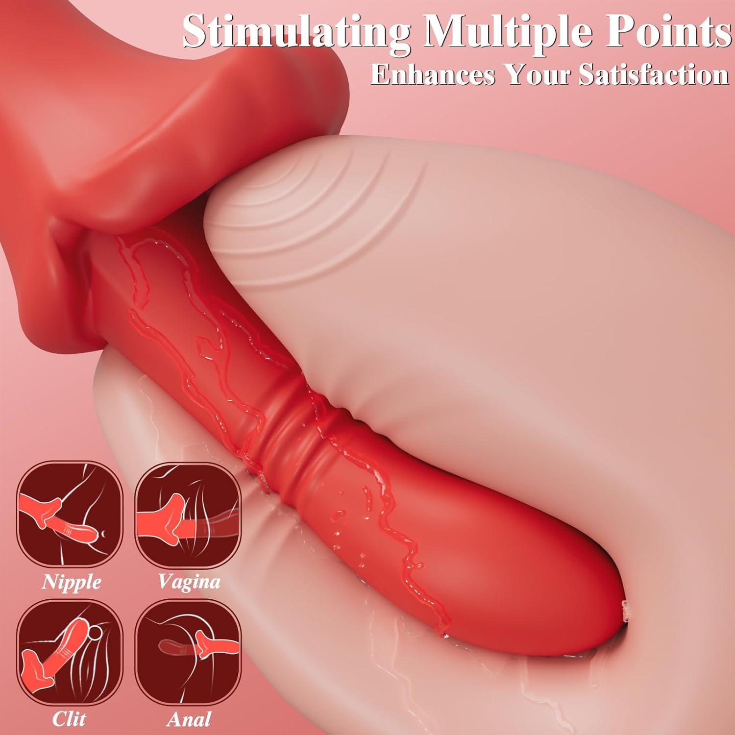 Lip-Shaped Clitoral Stimulator 10 Dual Thrusting & Dual Vibrating Modes