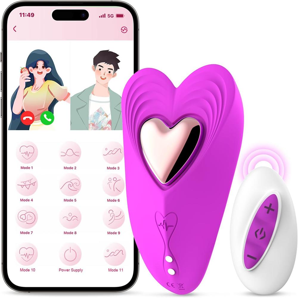 App Cellphone Wearable Vibrating Panties - Detachable Magnetic Heart Keeps It In Place, Kinky Game Nights (<40 dB)