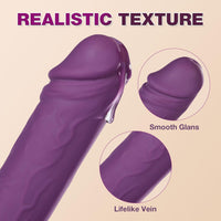 Thrusting Telescopic Heating (108°F) Dildo Vibrator with Removable Suction Cup 12.85 Inch
