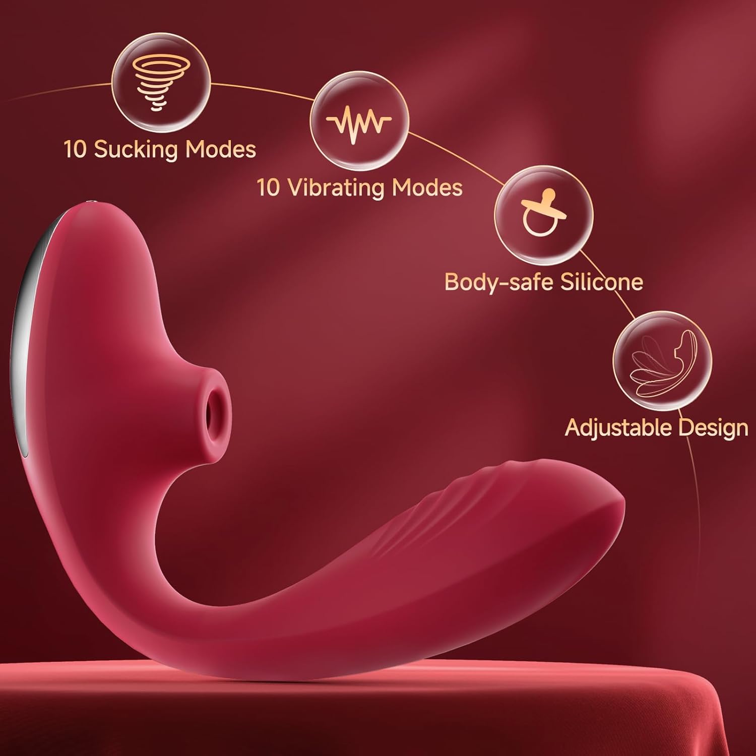 Blend - 3 in 1 Adjustable C-Shape Vibrator, Soft Silicone Clit Sucker & Powerful G-Spot Stimulator