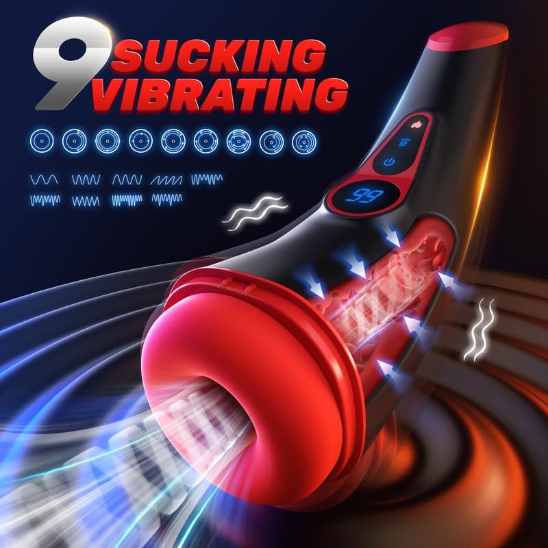 Upgraded Heating Pump-Style Male Masturbator with 9 Sucking & 9 Vibrating