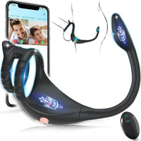 Vibrating Cock Ring Taint Rubbing Stimulator with Mini Bullet Remote Control 9.38Inch (<30 dB)