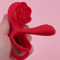 Dual Romance Standing Doggy Double Penis Rings Combined with Rose Clitoral Stimulator (<40 dB)