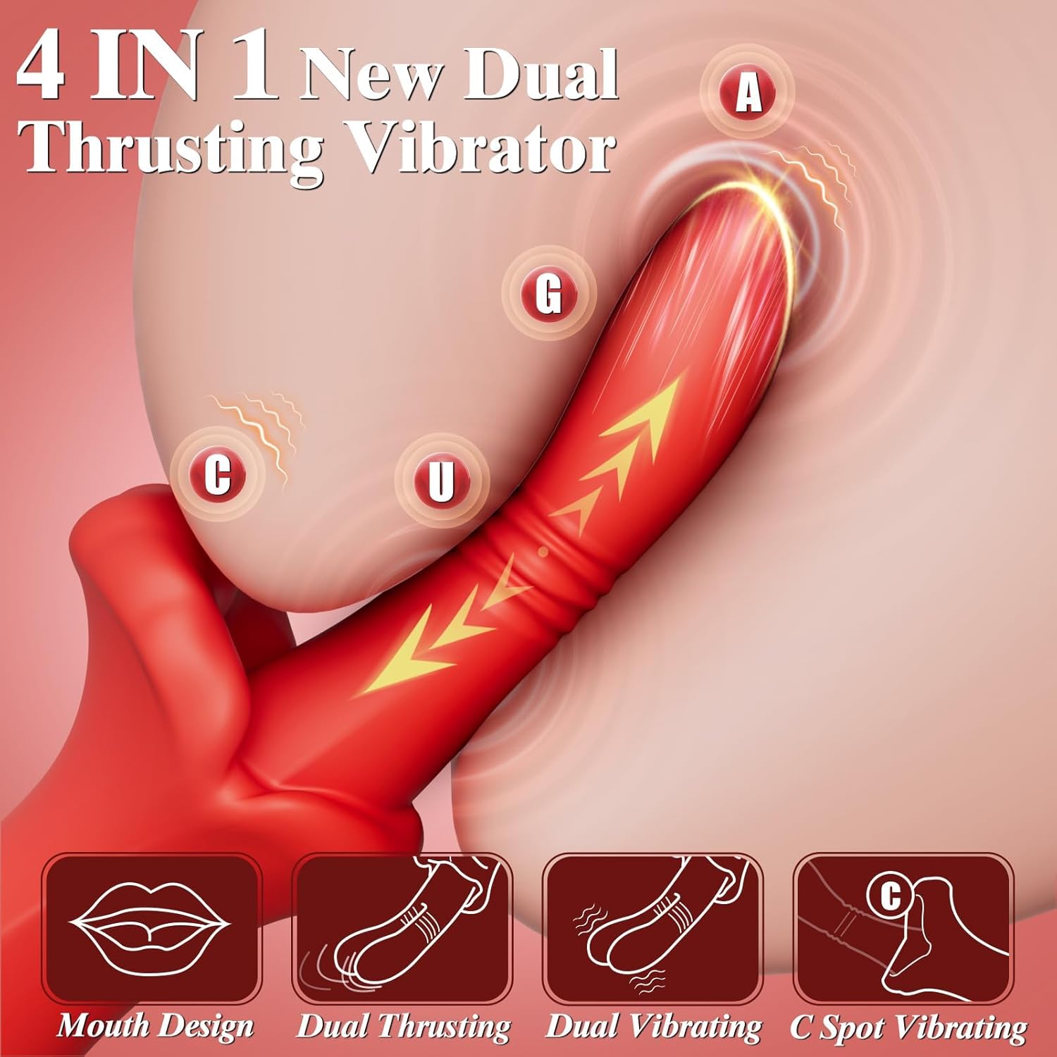 Lip-Shaped Clitoral Stimulator 10 Dual Thrusting & Dual Vibrating Modes
