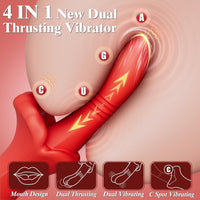 Lip-Shaped Clitoral Stimulator 10 Dual Thrusting & Dual Vibrating Modes