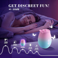 Rose Clitoral Suction Stimulator in Adorable Pink & Light Blue, Cute & Feminine Design (<40 dB)