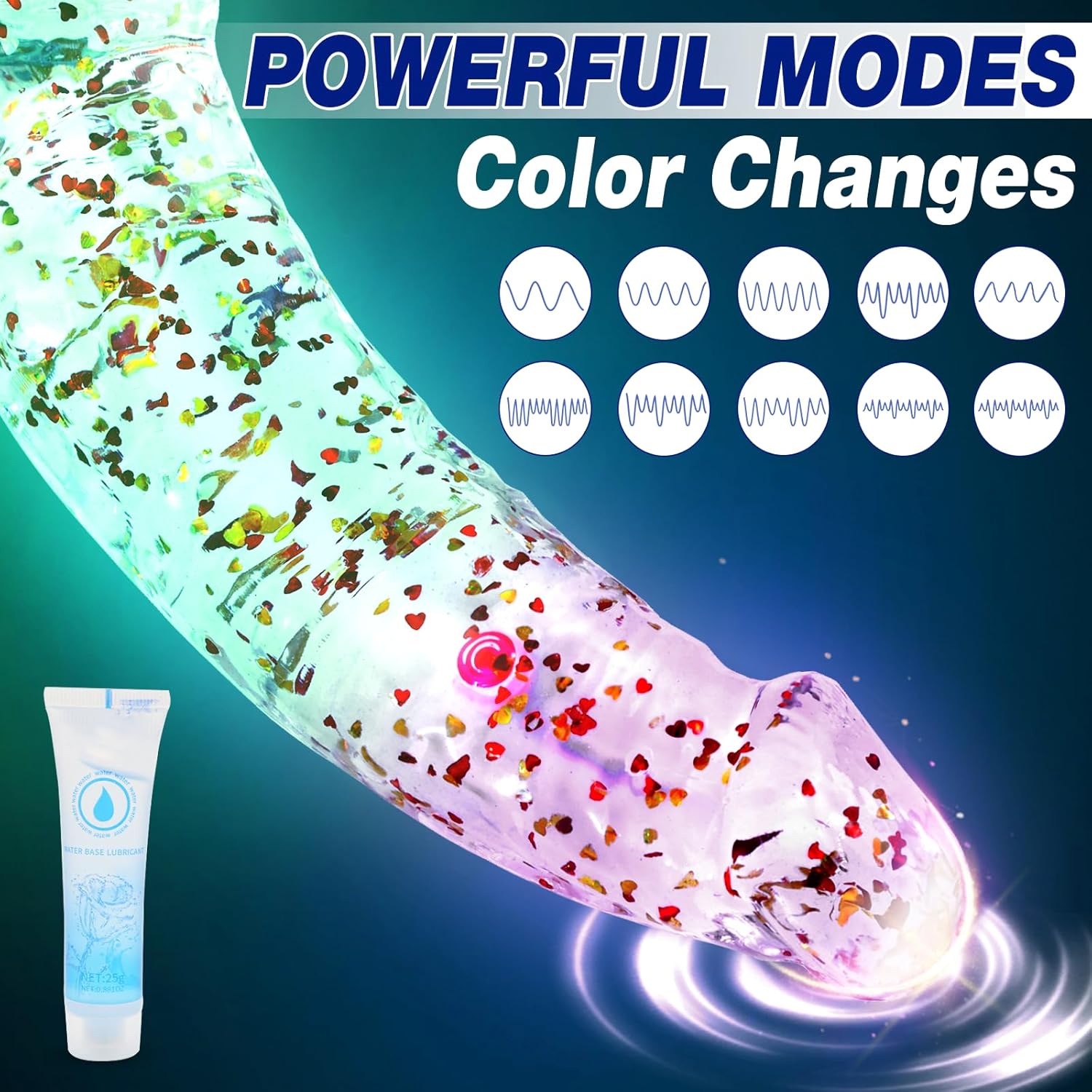 8.9" Colorful Luminous Glow Confetti Dildo with 7 Vibrating Modes & Remote