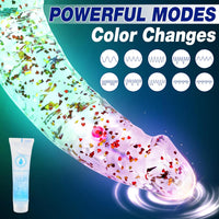 8.9" Colorful Luminous Glow Confetti Dildo with 7 Vibrating Modes & Remote