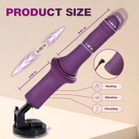 Thrusting Telescopic Heating (108°F) Dildo Vibrator with Removable Suction Cup 12.85 Inch
