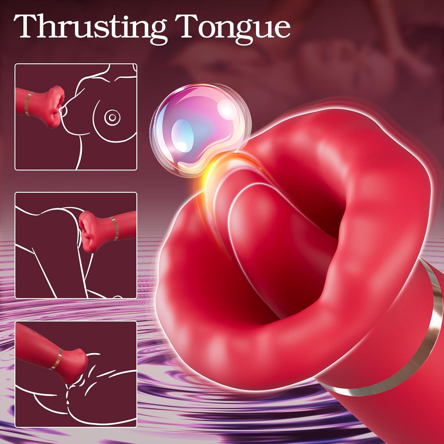 French Kiss Sweet Talker – Lifelike Mouth & Tongue Vibrator, 10 Thrusting & Vibration Modes