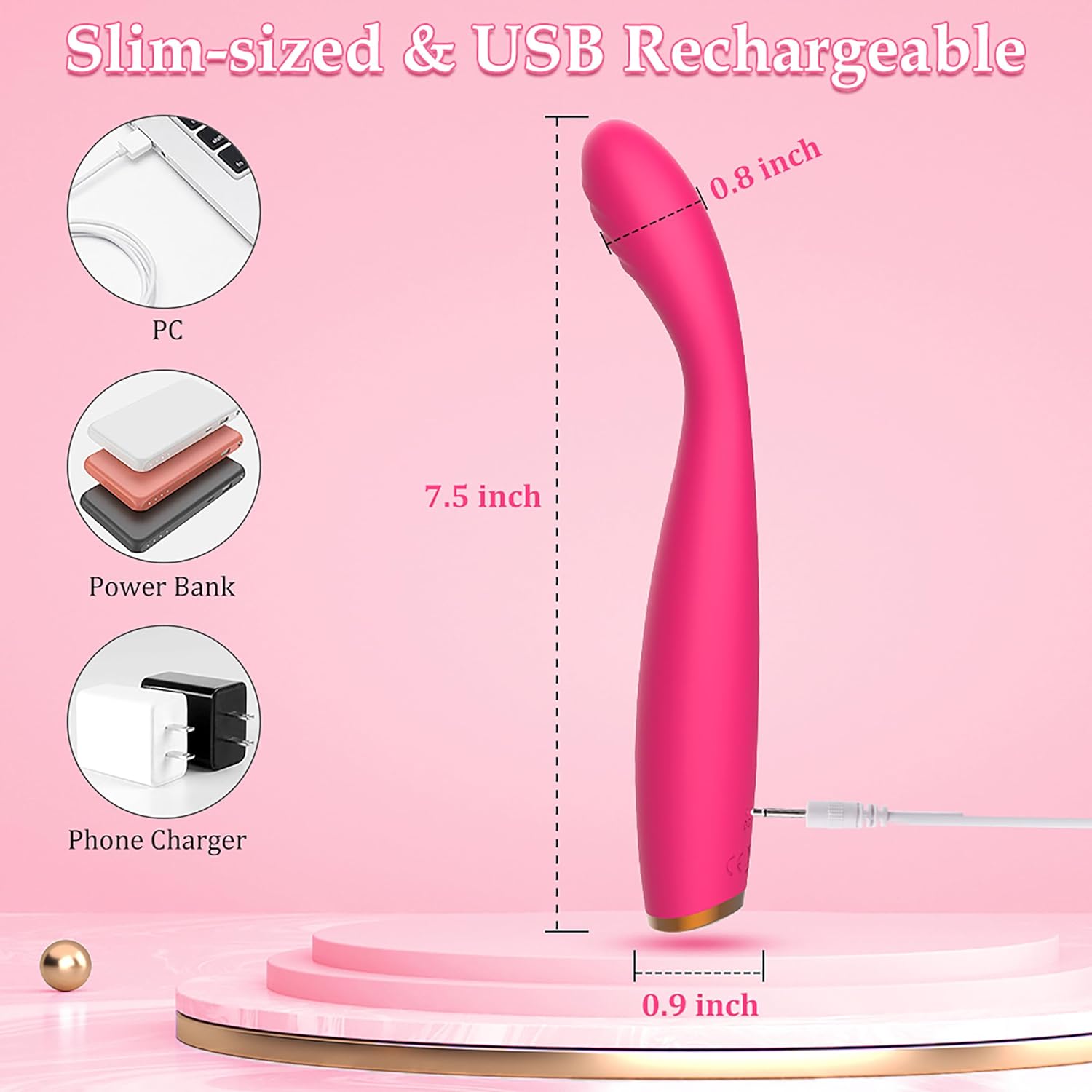 Clit & G-Spot Vibrator - Deep Rumbly Vibrations, Best G-Spot Curve, Soft But Stable Tip