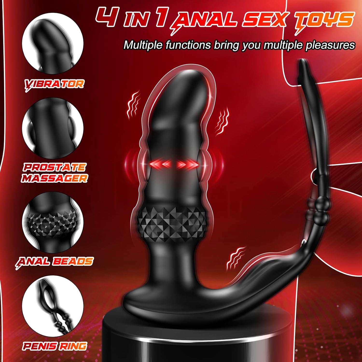 Vibrating & Tapping Dual Motor Prostate Massager with Ergonomic Design Double Cock Rings 6.2 Inch