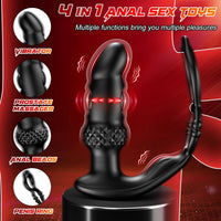 Vibrating & Tapping Dual Motor Prostate Massager with Ergonomic Design Double Cock Rings 6.2 Inch