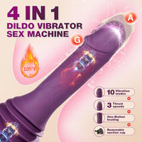 Thrusting Telescopic Heating (108°F) Dildo Vibrator with Removable Suction Cup 12.85 Inch