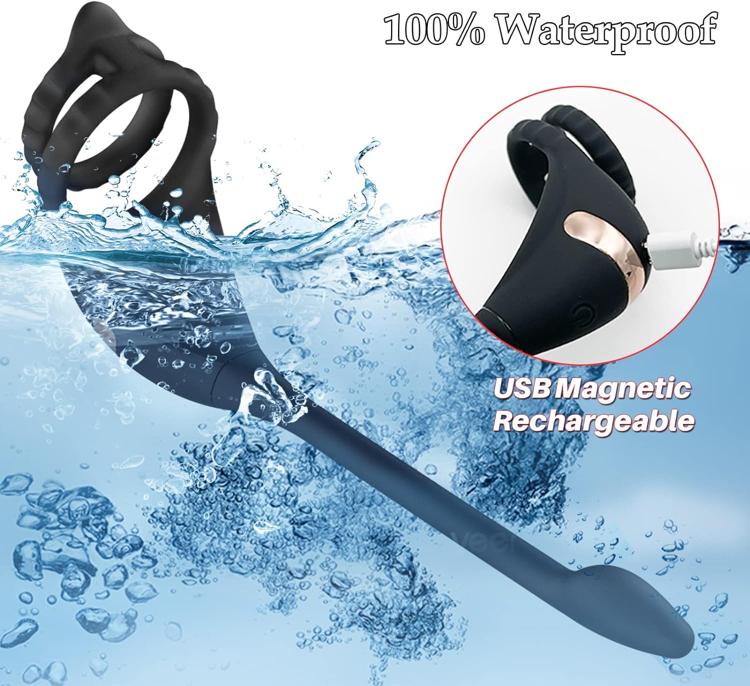 Vibrating Cock Ring Taint Rubbing Stimulator with Mini Bullet Remote Control 9.38Inch (<30 dB)