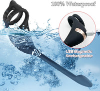 Vibrating Cock Ring Taint Rubbing Stimulator with Mini Bullet Remote Control 9.38Inch (<30 dB)