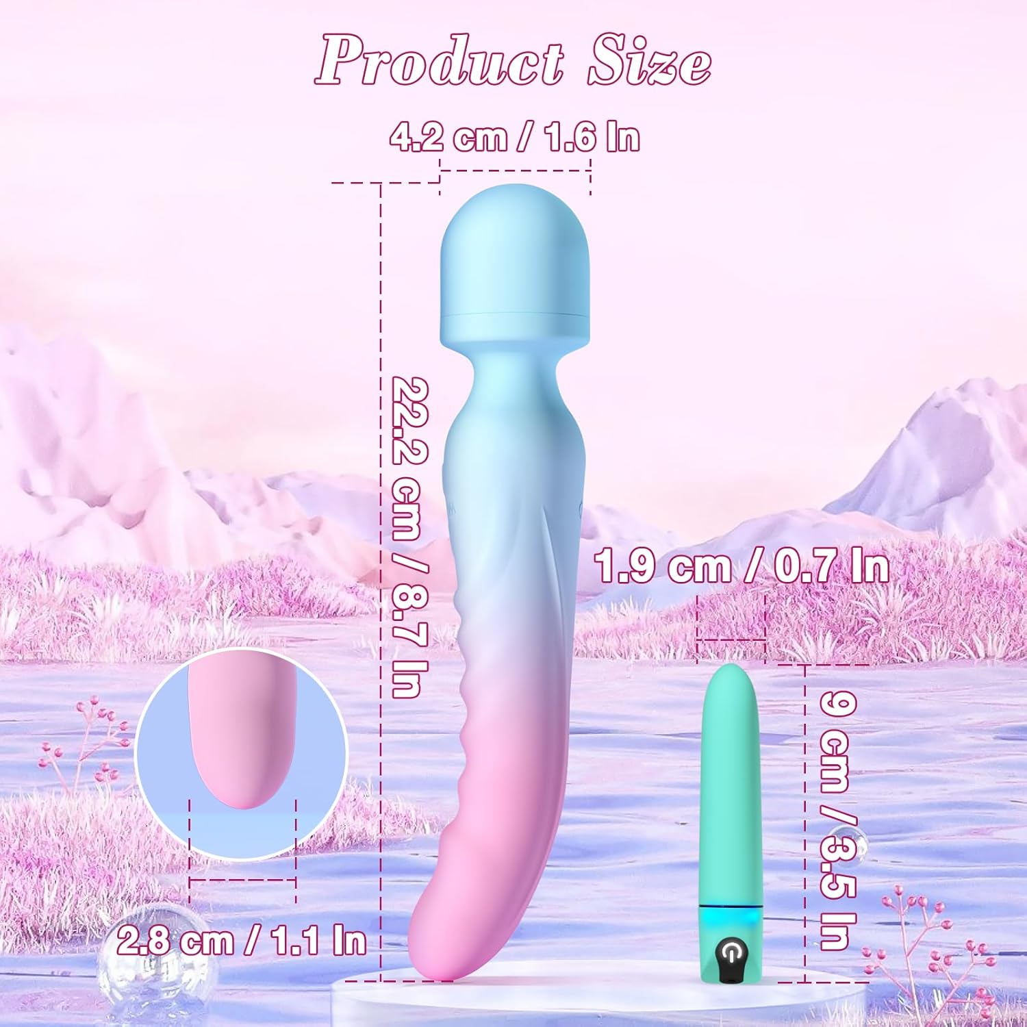 Dual Wand Massager & Bullet Vibrator Set - 7 Modes, Heating, Quiet, Waterproof & Body-Safe Silicone