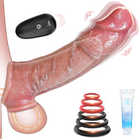 Amateur Penis Extender Vibrating Cock Sleeve with 10 Vibrations & Remote Control (<30 dB)
