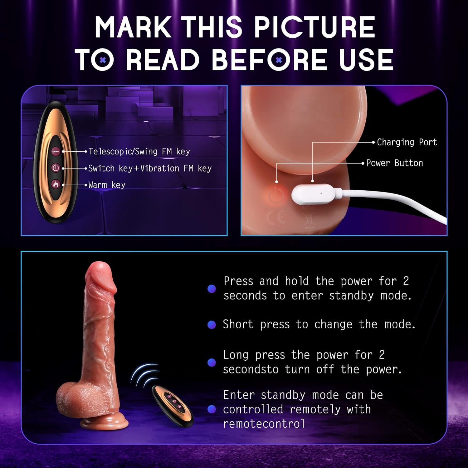 Remote Control Dildo Vibrator 8.4" – Easy To Switch 8 Thrusting, 10 Vibrations, Heating Settings #Female Masturbation #Cowgirl #Riding