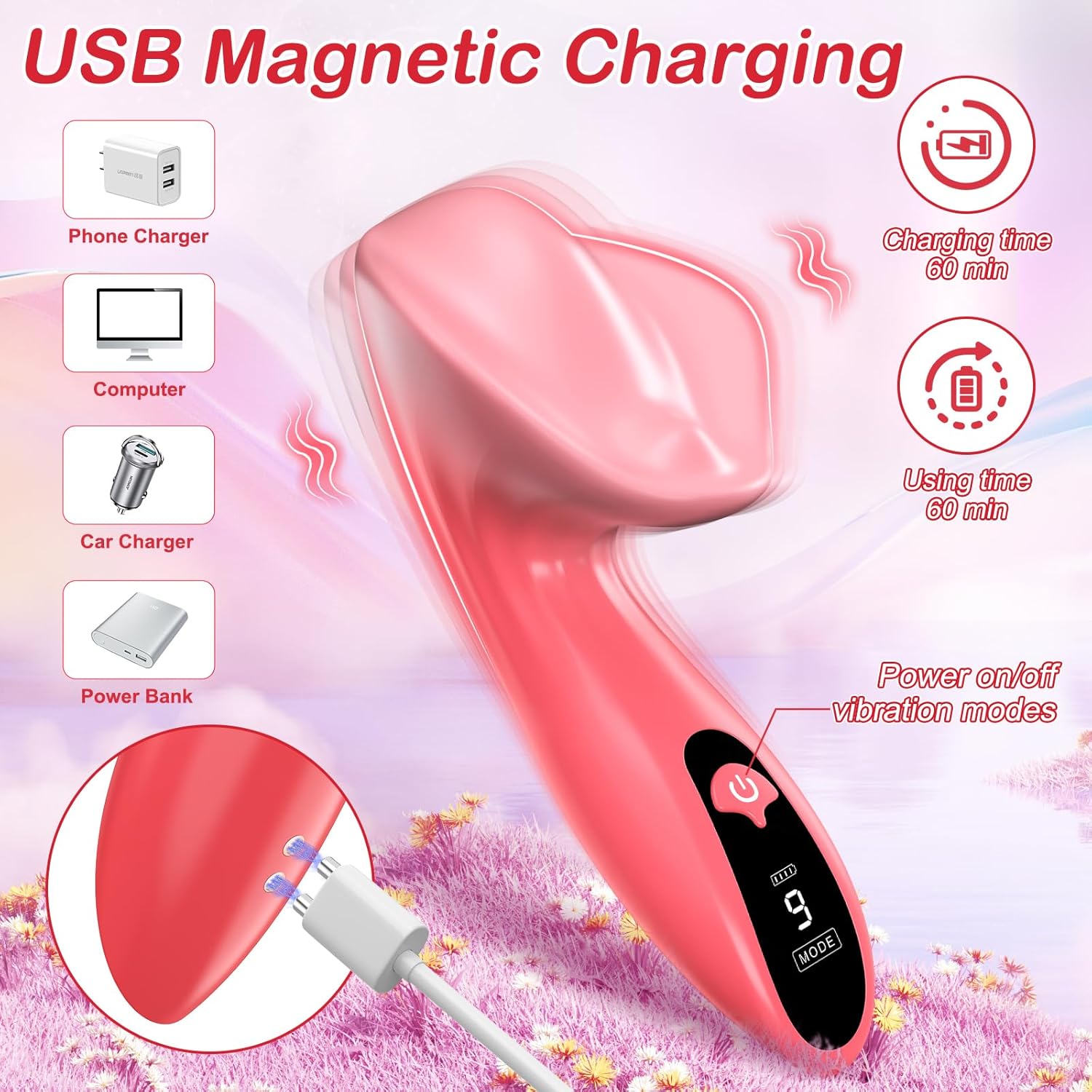Smart APP Controlled 9 Powerful Vibrating Modes with LCD Display Clitoral Vibrator