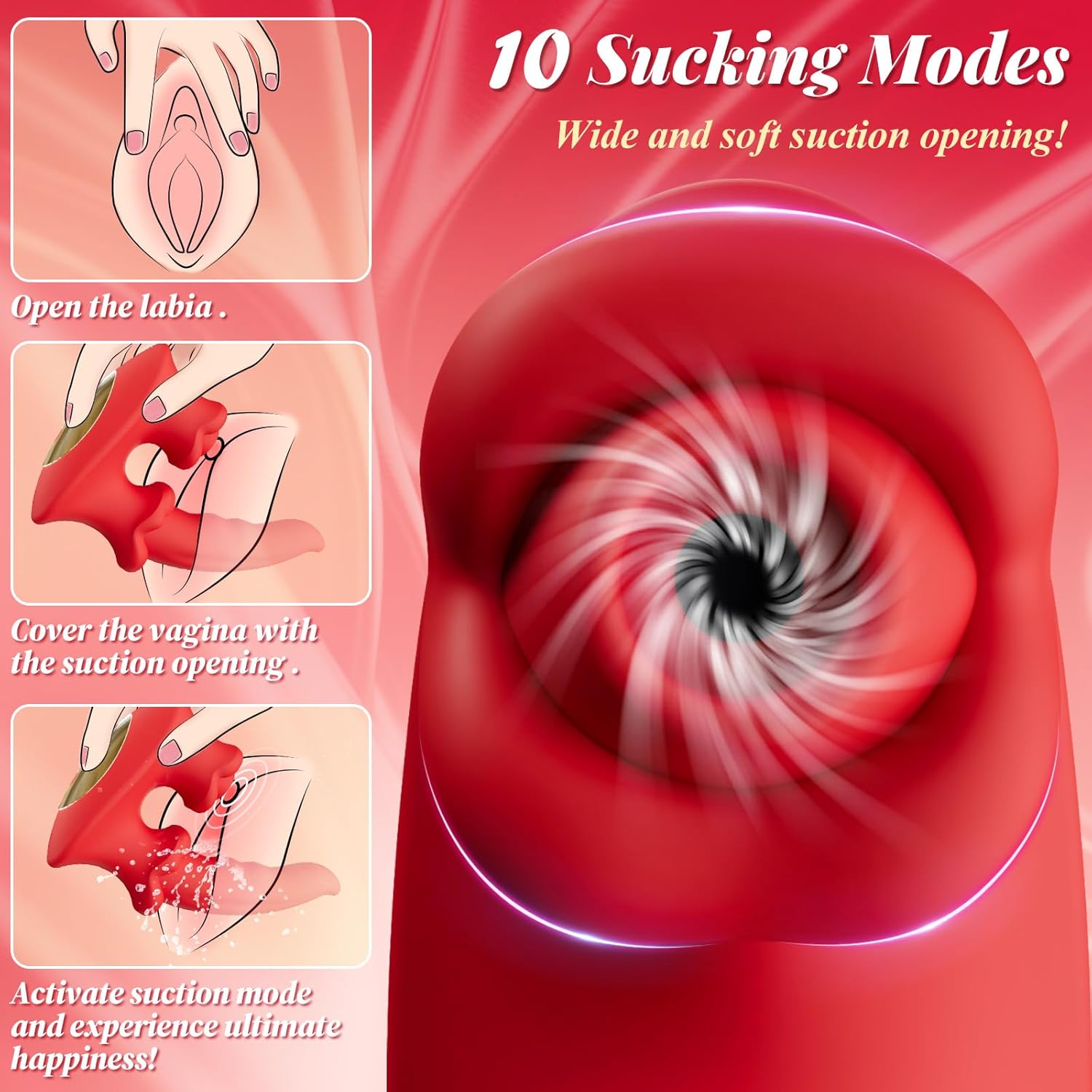 2025 Upgraded Clit Vibrator Rotating Tongue with Stronger Suction, Wiggle Vibrations