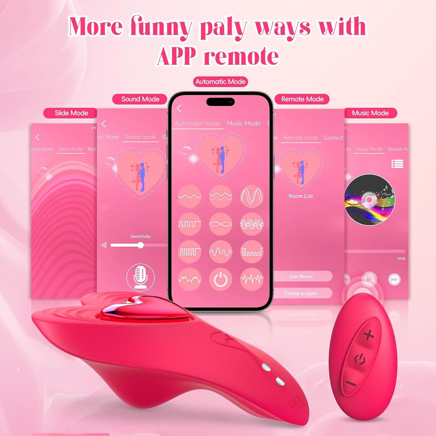 App Cellphone Wearable Vibrating Panties - Detachable Magnetic Heart Keeps It In Place, Kinky Game Nights (<40 dB)
