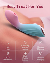 First Insertable Suction Vibrator Dual Stimulation - Adjustable 9 Modes, Compact, Quiet