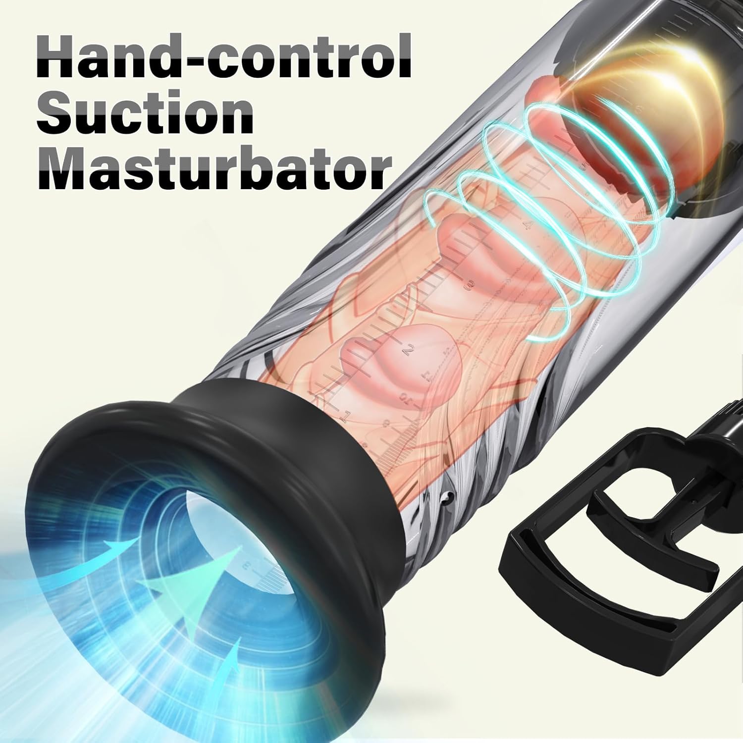 Manual Vacuum Penis Pump with 3 Sleeve Sizes, Ergonomic Grip & Clear Measurement Tube