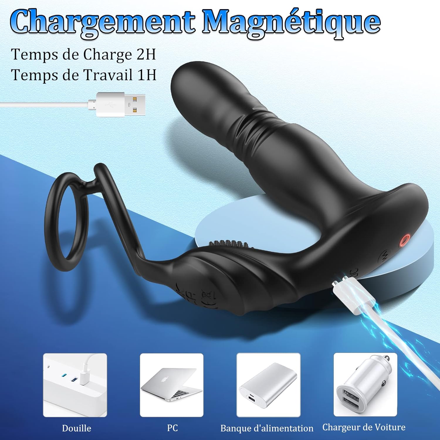 3 In 1 Vibrating Prostate Massager with Penis Ring, Remote G-spot Vibrating Anal Plug Vibrator with 10 vibrating thrust modes Waterproof For Men Women Couple