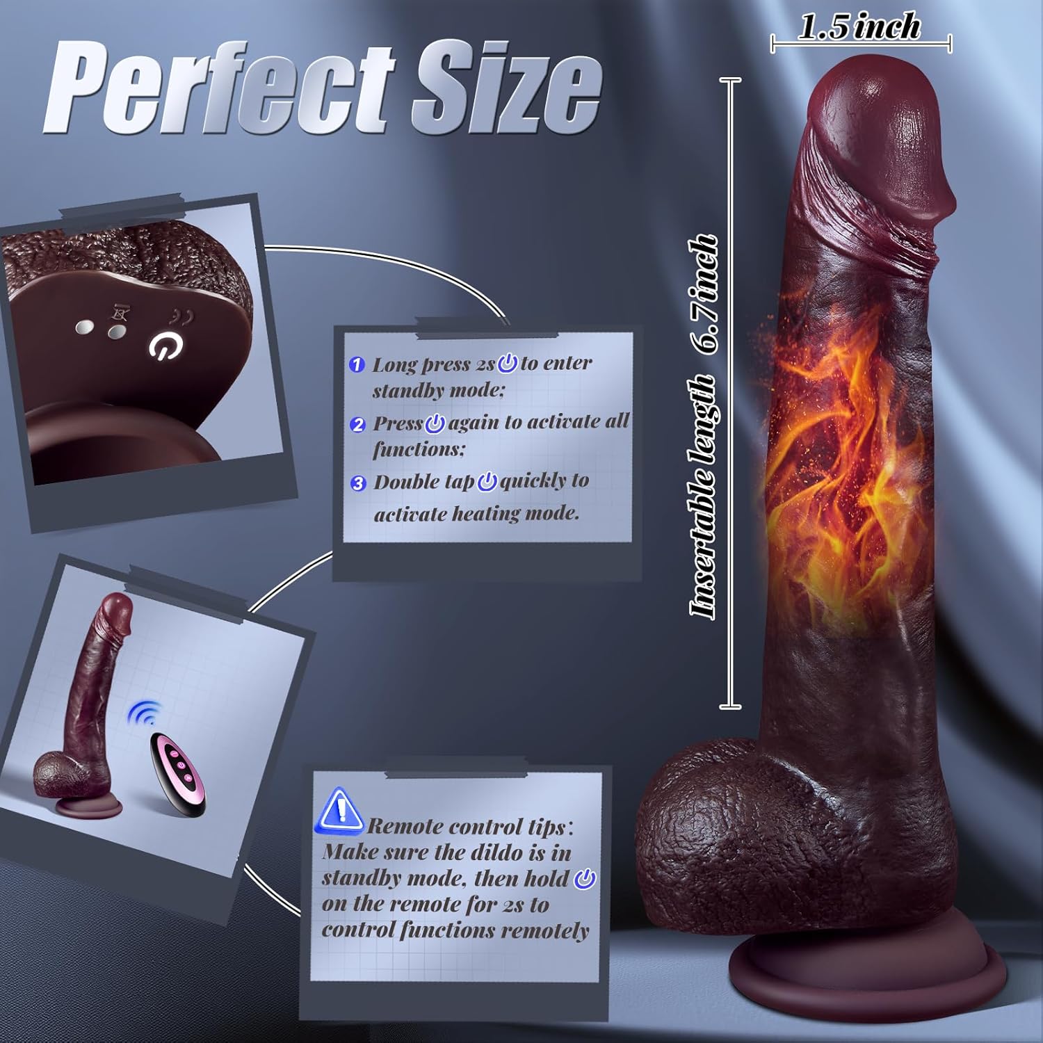 Emperor – 9" Realistic Dildo, Powerful Thrusting & Vibration, Heated for Enhanced Sensation (<50 dB)