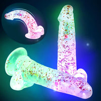 8.9" Colorful Luminous Glow Confetti Dildo with 7 Vibrating Modes & Remote