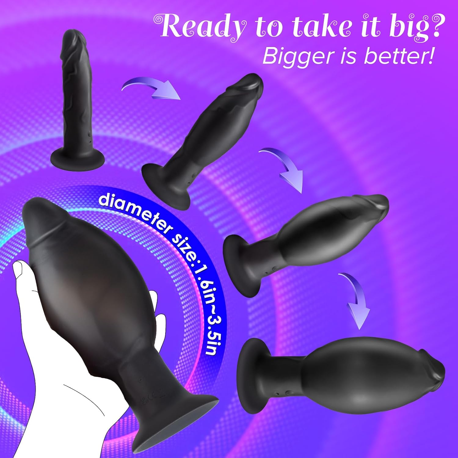 Inflatable Butt Plug Anal Prejac Training Stretcher Extender Vibrating Suction Cup Dildo