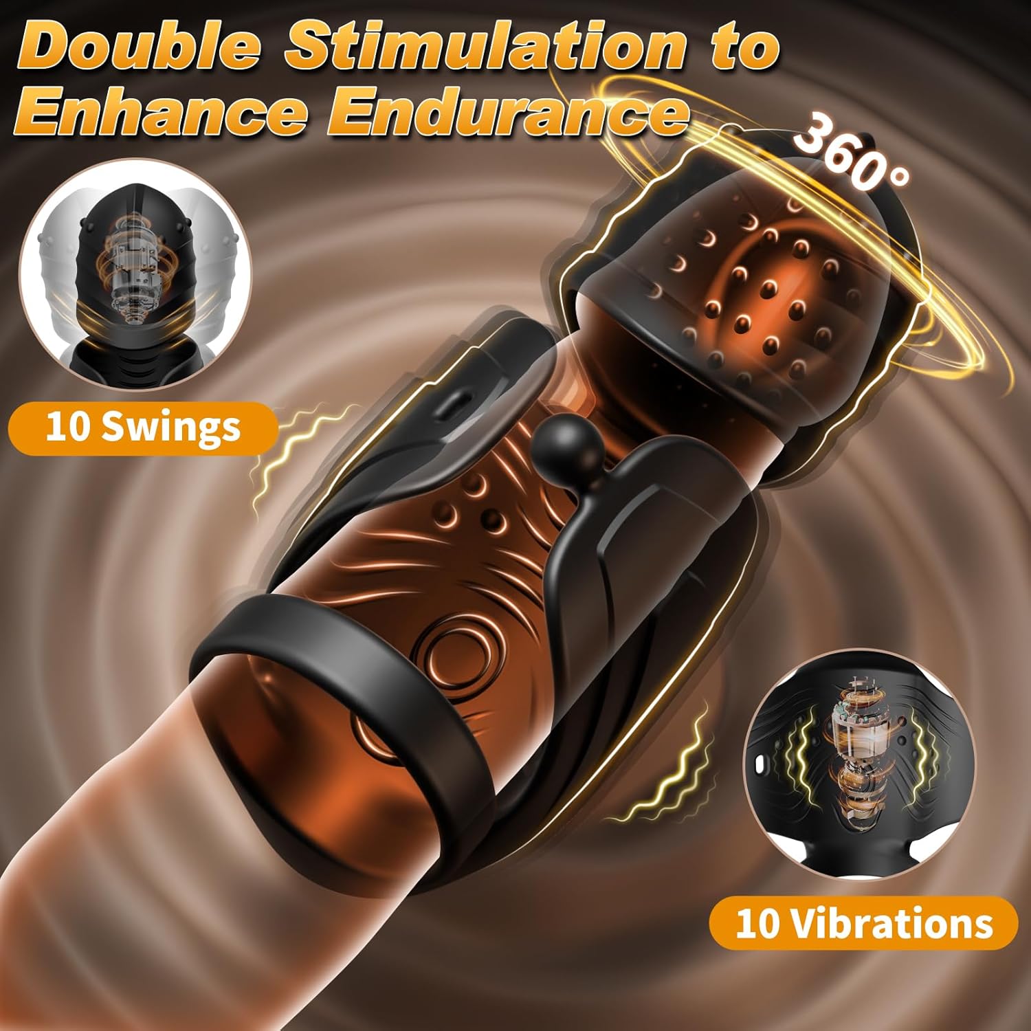 Sub/Dom Play Edge - 360° Swing Glans Training Dual Stimulation Penis Shaft Vibrator