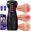 FFM Fantasy Sucking, Vibrating & Edging AI Sync Masturbator with Three Textured Sleeves (Mouth, Vagina, Anal), Rhythmic Light Show