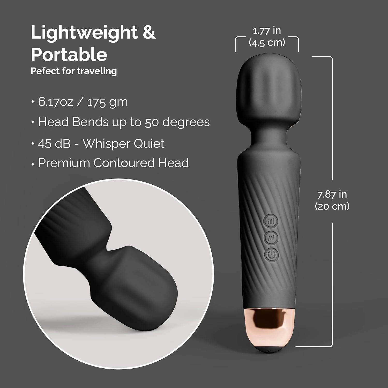 Personal Wand Massager Clit Stimulator Quiet & Small Vibrator - Solo or in Your Lover’s Hands (<45 dB)