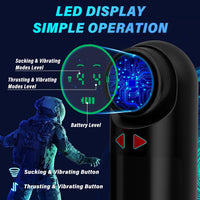 Solace - Automatic Freshly Shaved Vaginal Male Masturbator - LED Display with 4 Sucking & Vibrating & Thrusting Modes (≤60 dB)