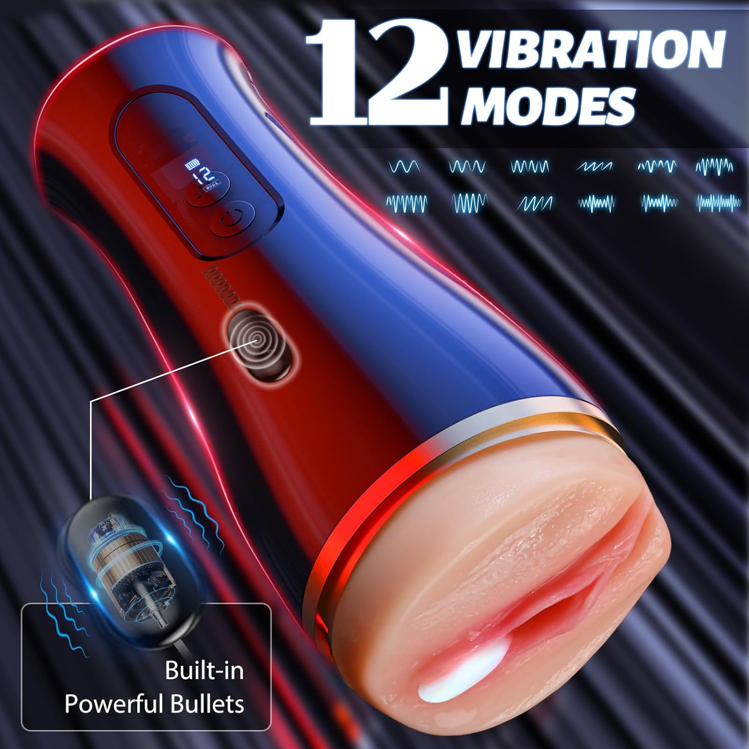 7.5" Depth Creampie Squeezable Realistic Vagina App Control Vibrating Male Masturbator