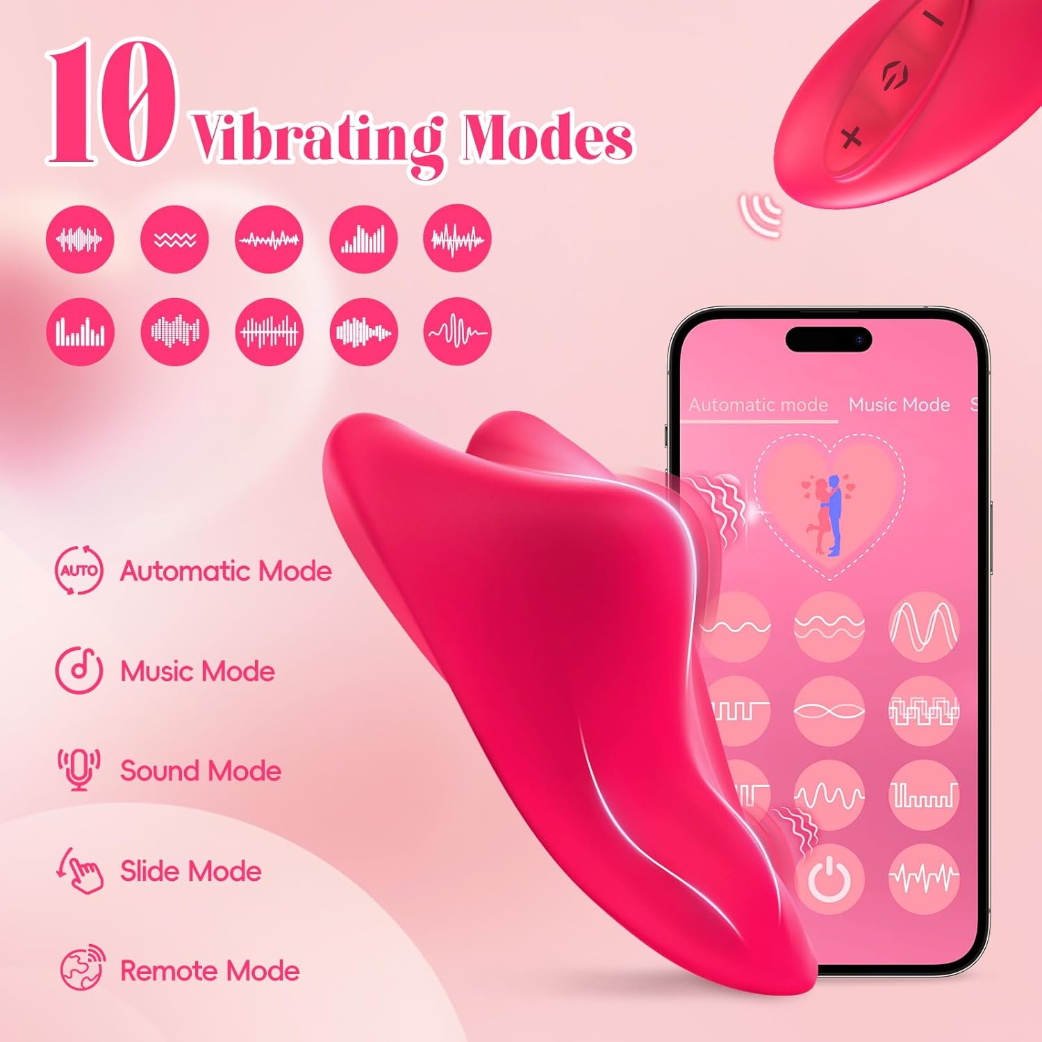 App Cellphone Wearable Vibrating Panties - Detachable Magnetic Heart Keeps It In Place, Kinky Game Nights (<40 dB)