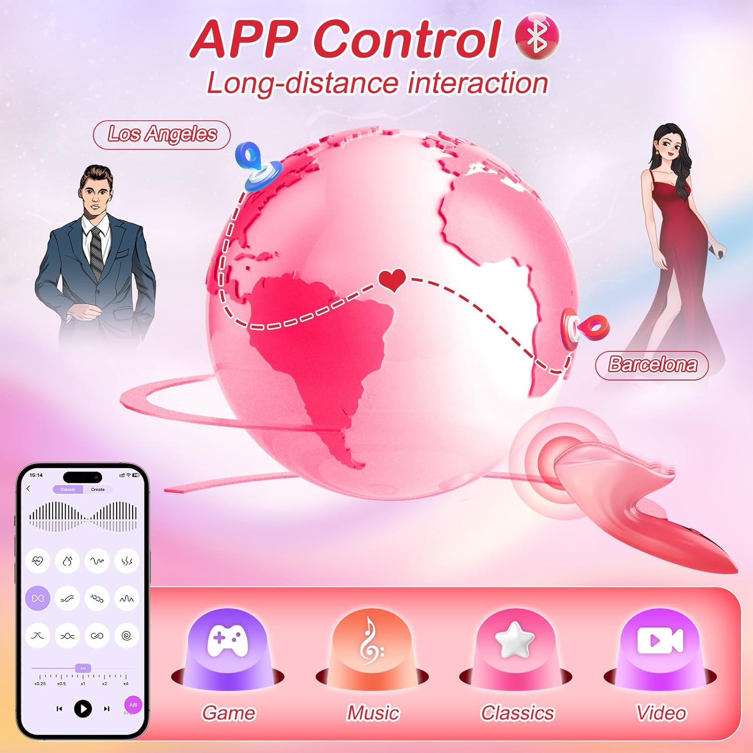Smart APP Controlled 9 Powerful Vibrating Modes with LCD Display Clitoral Vibrator