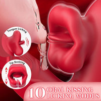 Newly Upgraded 4-in-1 Passionate G Spot Dildo Vibrator with 10 Flapping & Vibrating & Licking Biting Modes