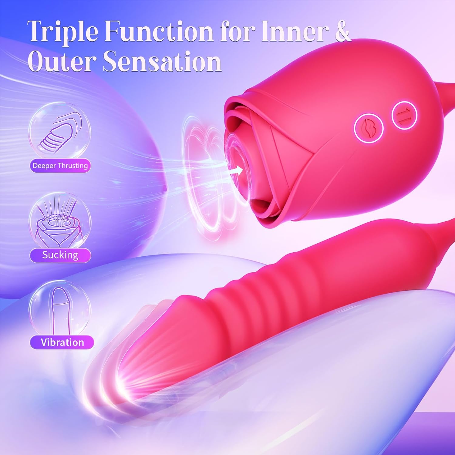 Rose Toy with Thrusting G Spot Vibrator & 10 Sucking Modes (<50 dB) #Breast Sucking #Clit Rubbing #POV